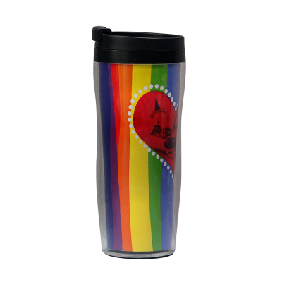 Customized rainbow double-deck plastic travel cups 