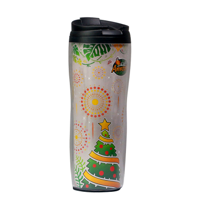 Customized 450ml double-deck plastic travel cups