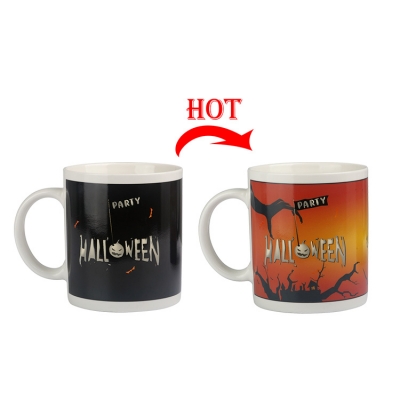 Customized funny Halloween heat sensitive color changing coffee mug