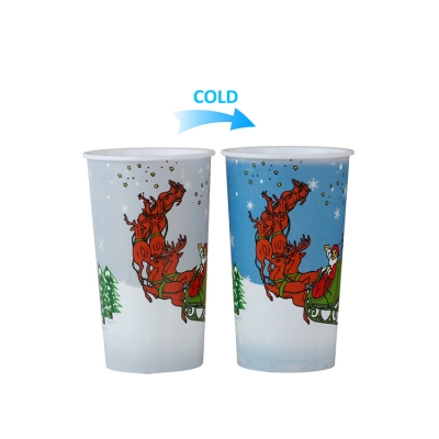 Customized Christmas cold color changing plastic cup